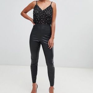 ASOS DESIGN Petite spray on leather look trouser